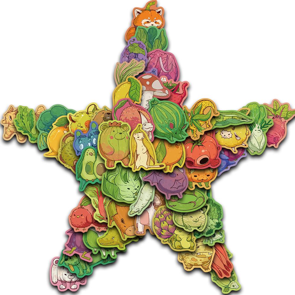 

50PCS Cartoon Fruit And Vegetable Small Animals Stickers Personalized Waterproof Series Gifts Luggage Laptop Fridge Refrigerator