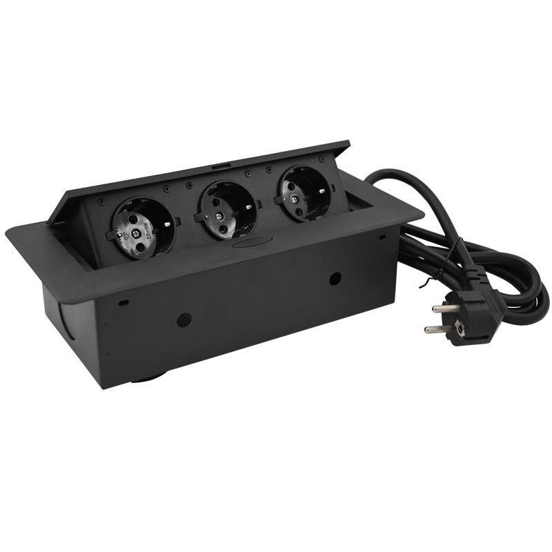 European Standard Desk Power Cord Box: Embedded, Flip-up Multi-functional Hidden Socket