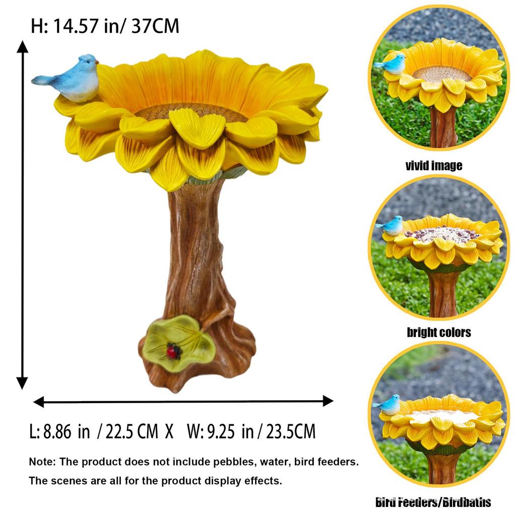Yellow Flower Bird Feeder Garden Sculpture - Outdoor Festival Ornament