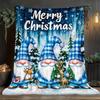 1pc Merry Christmas Gnomes Snow Forest Fleece Blanket Holiday Themed Soft Plush Throw Winter Gift for Family