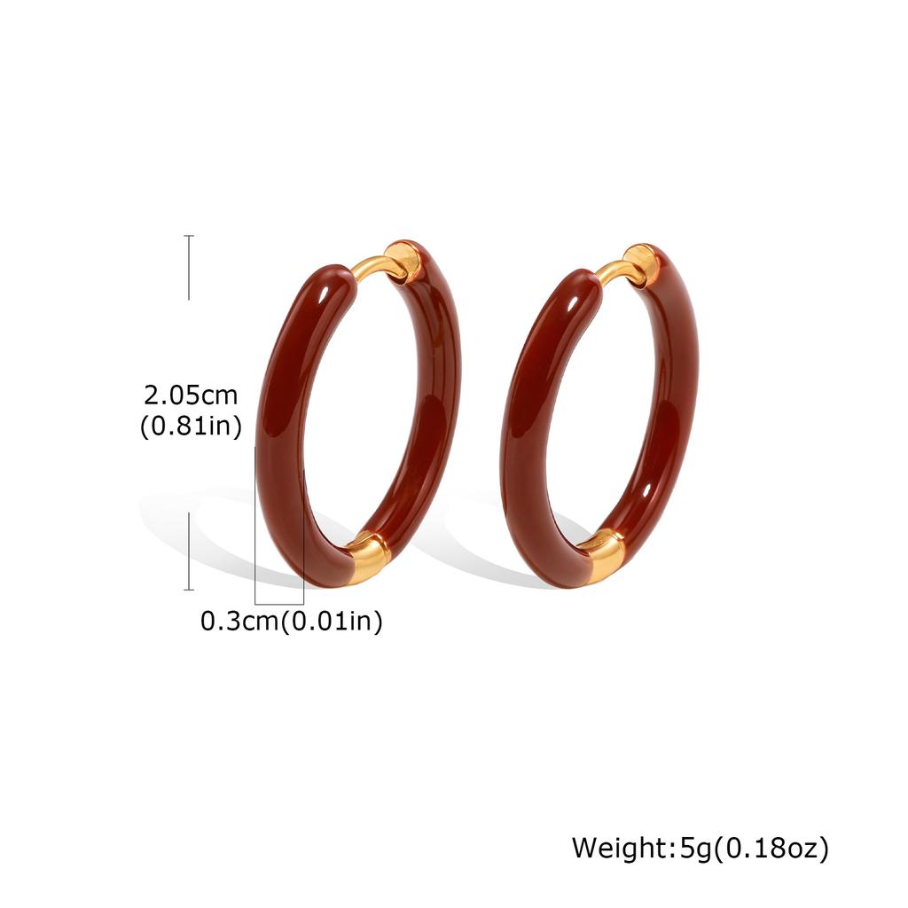 Fashion Minimalist Geometric Circle Huggie Hoop Earrings, Colorful Enamel Stainless Steel Small Hoops Jewelry for Women Ladies