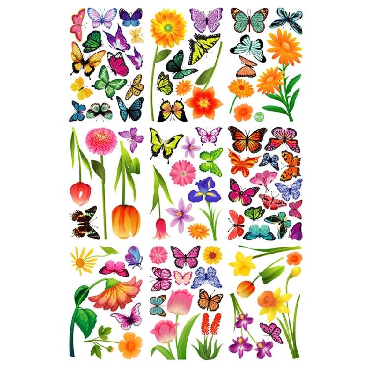 9 Sheets Reusable Spring Window Clings Sticker with Bright Color and Rich Pattern for Shopkeepers and Home Decoration