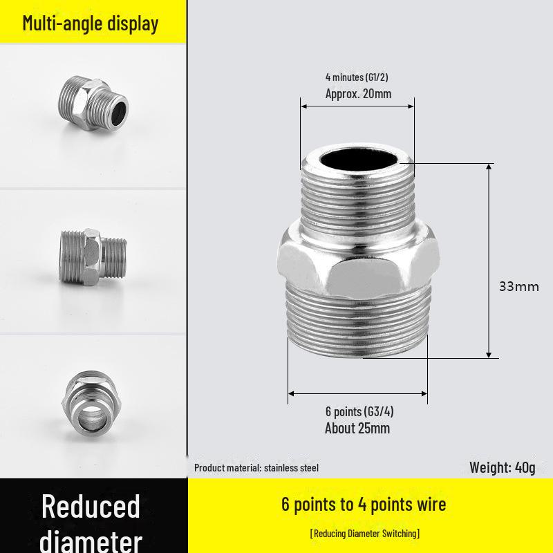 Four-Way Stainless Steel Inner and Outer Thread Elbow Reducer for Water Pipes