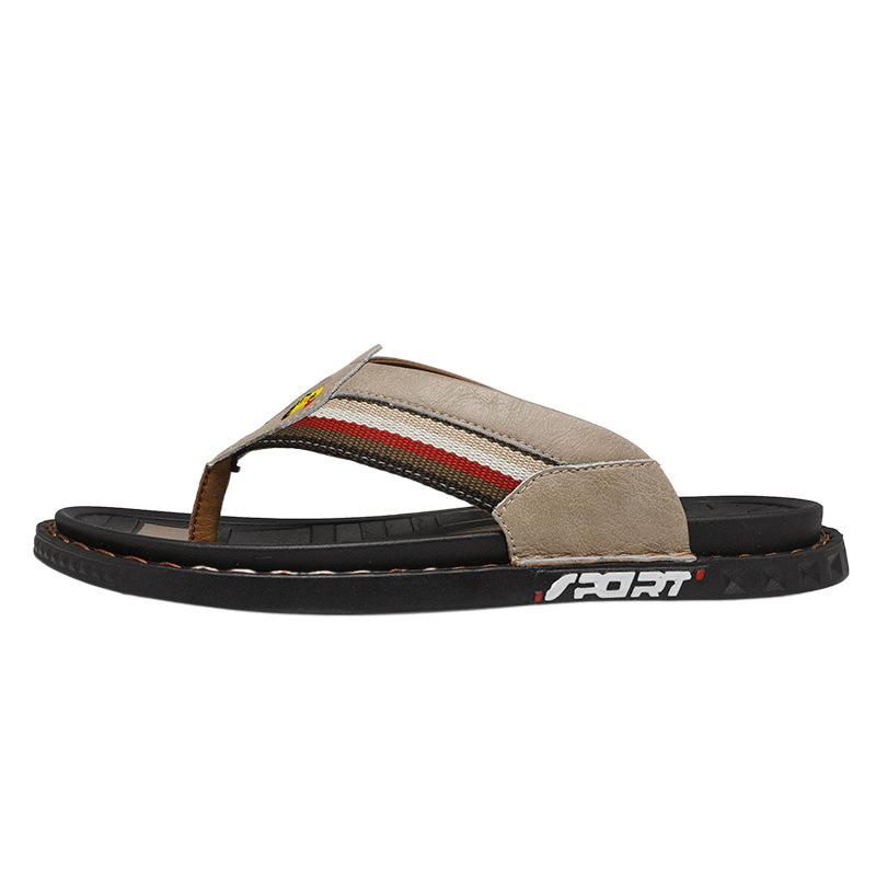 Flip-flops men's 2025 new summer wear non-slip and wear-resistant leather pinch slippers Vietnam Thailand beach shoes