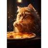 Funny Cat Eating Pizza Canvas Prints Posters Mural Cute Pet Kitten Pizza Poster Canvas Wall Art Painting Pictures for Home Decor