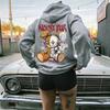Latest Fall/winter Network Mechanical Rabbit Graffiti Letter Hooded Long-sleeved Pullover with Pockets Street Style Hooded Top
