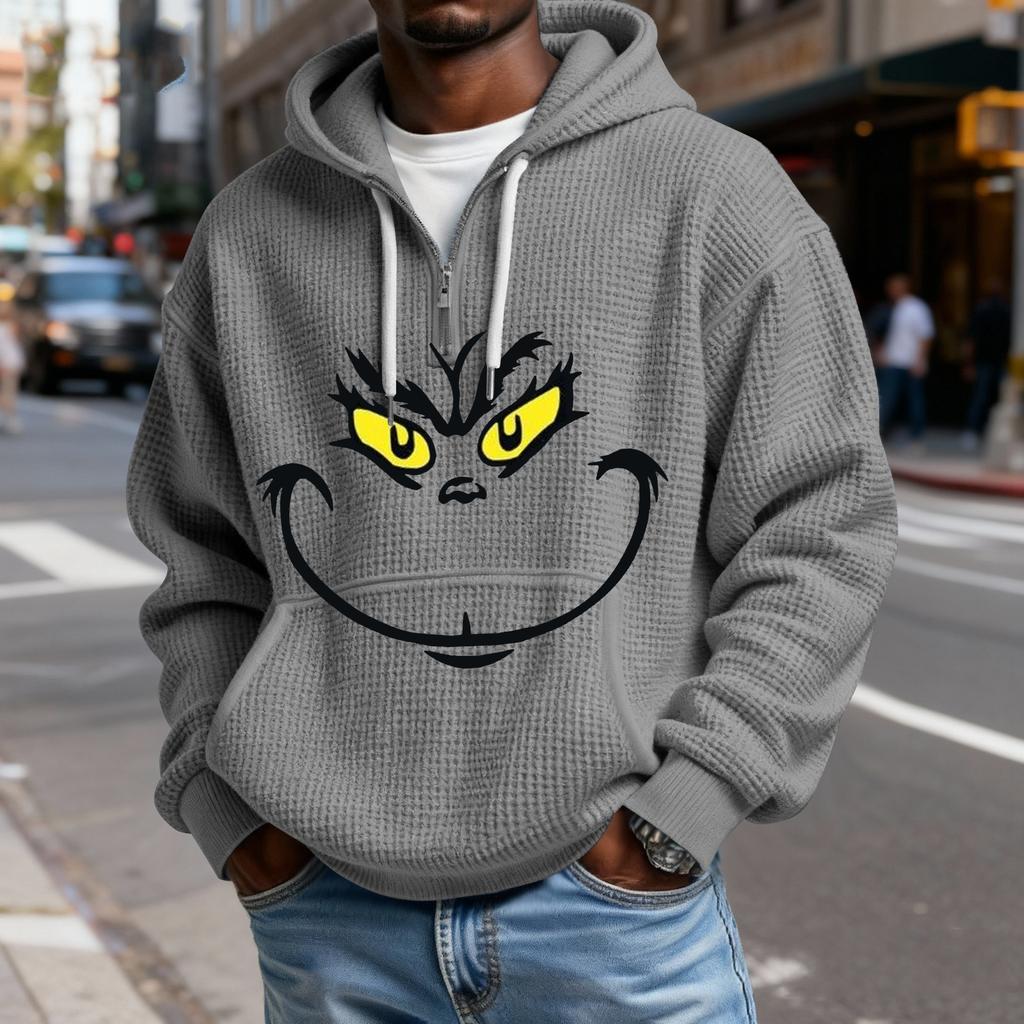 Mokaloha Men's Casual Solid Color  Zipper Long Sleeve Hooded Sweatshirt, Everyday Zipper Casual Long Sleeve T-Shirt