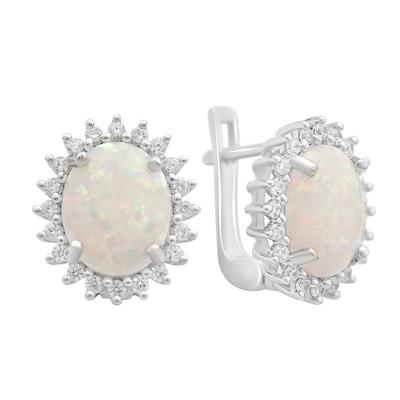 Silver Earrings with Opal, Cubic Zirconia (2174325)
