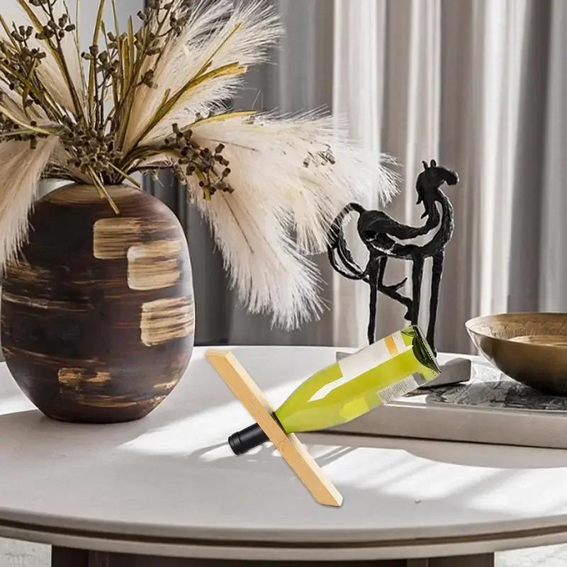 Bambus produktbalanse rødvinstativ Enkelt vinflaskestativ Dekor Kreativ vinflaskestativ Displaystativdekorasjon