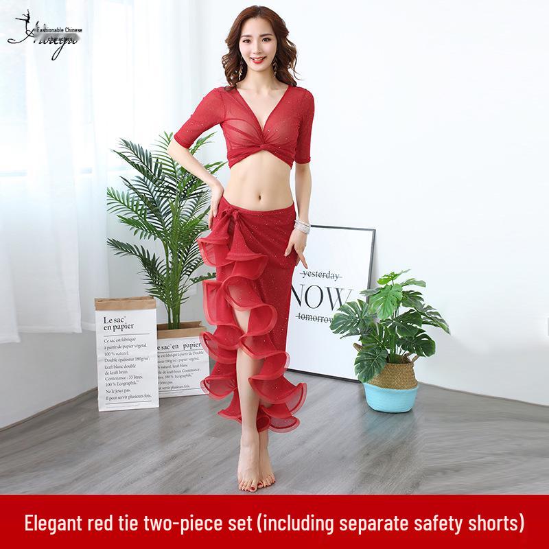 Huayu Belly Dance Practice Set: Hip Scarf Skirt for Women - Spring/Summer