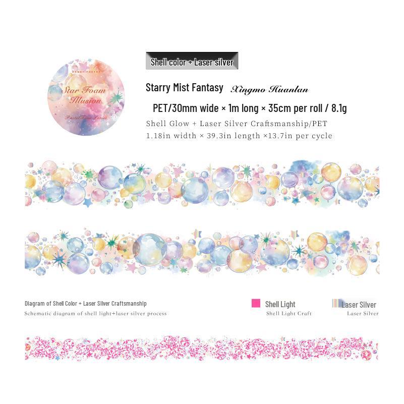 

Dream Series Holographic Irregular Shaped Adhesive Tape - Ice Crystal, Silver, PET, 6 Styles for Journals