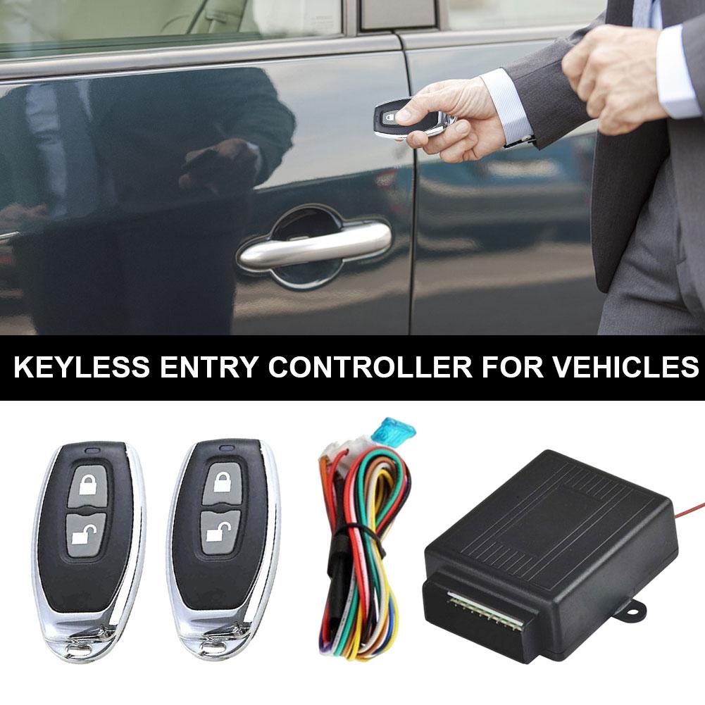 12V Car Door Lock Keyless Entry System Kit 2 Button Remote Control Auto Locking Security Keyless Entry Kit Remote Trunk Release