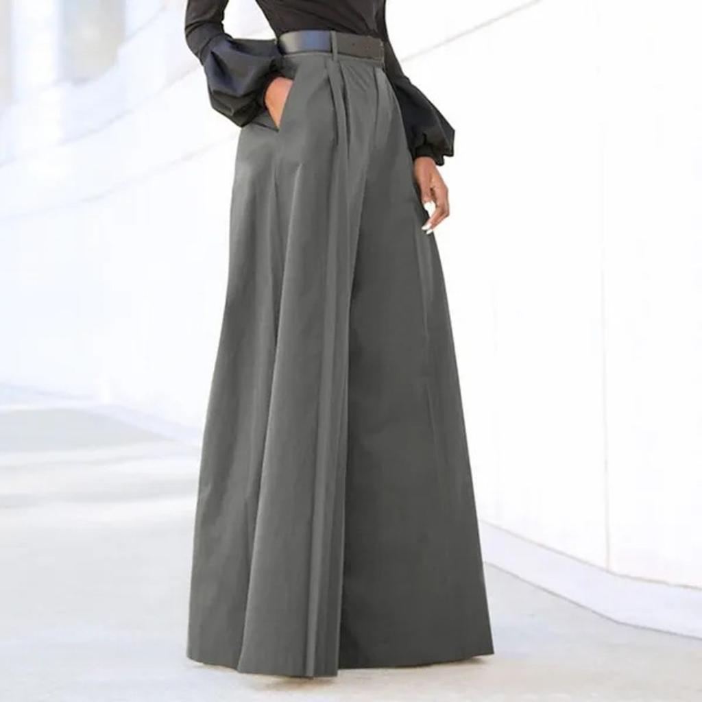 Womens' Comfy Baggy Trousers With Pockets Fashion Wide Leg Trousers Elegant Party High Waist Pants For Fine Woman Feminina