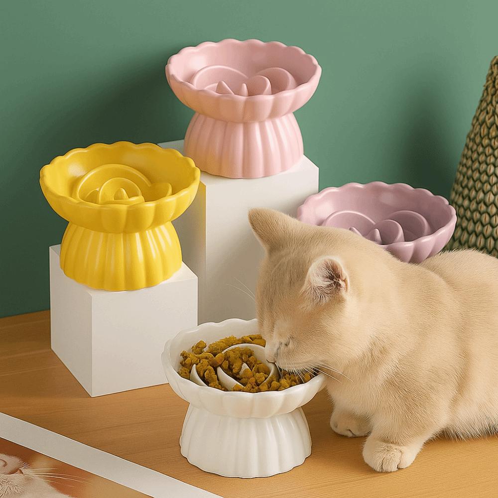 Anti-gulping Cat Food Bowl Anti Swallowing Pet Feeder Slow Feed Bowl  For Cats Small Dogs