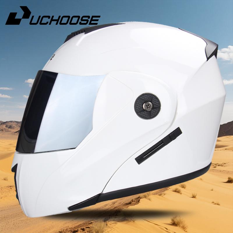 UCHOOSE New Motorcycle Helmet Full Face Racing with Double Sun Visor Women Man Flip Up Double Lens DOT