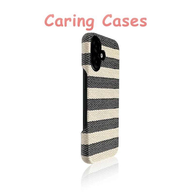 For iPhone 17 Pro Max Case Red Stripe Cloth-Texture Slim Minimalist Protective Cover Compatible with iPhone 16 15 14 13 12 11