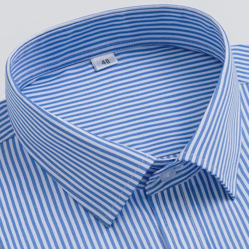 Men's Blue & White Striped Long-Sleeve Shirt - Spring/Summer Professional & Trendy Business Casual Wear