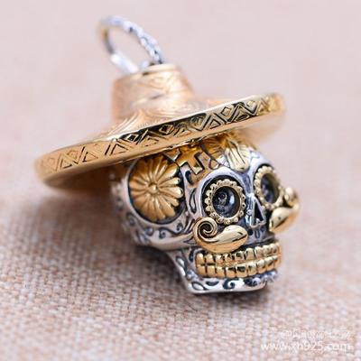 European and American Fashion Personalized Skull Head with Hat Mens Pendant