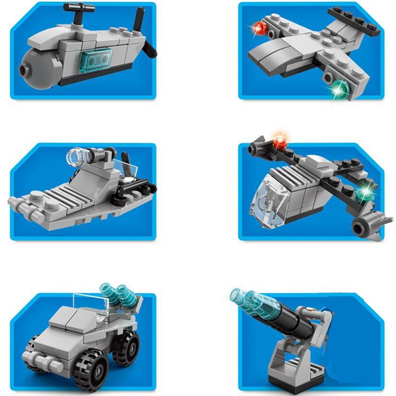 6in1 NEW Cute Aircraft Navy Force Helicopter Spiral Mini Classic Model Building Blocks Sets Bricks Toy City