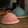 Handmade Rattan Nanyang Wind Fruit Plate Bread Basket Round with Lid Insect-proof Dining Table Cover Fruit Leftovers Umbrella