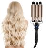 3 Barrel Curling Iron Wand Hair Waver Curler Iron Hair Waving Styling Tools Gold 110‑240VEU P Lug 32mm