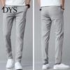 Middle Waist Men Pants Elastic Trendy Polyester Casual Drawstring Trouser for Street Wear Full Length