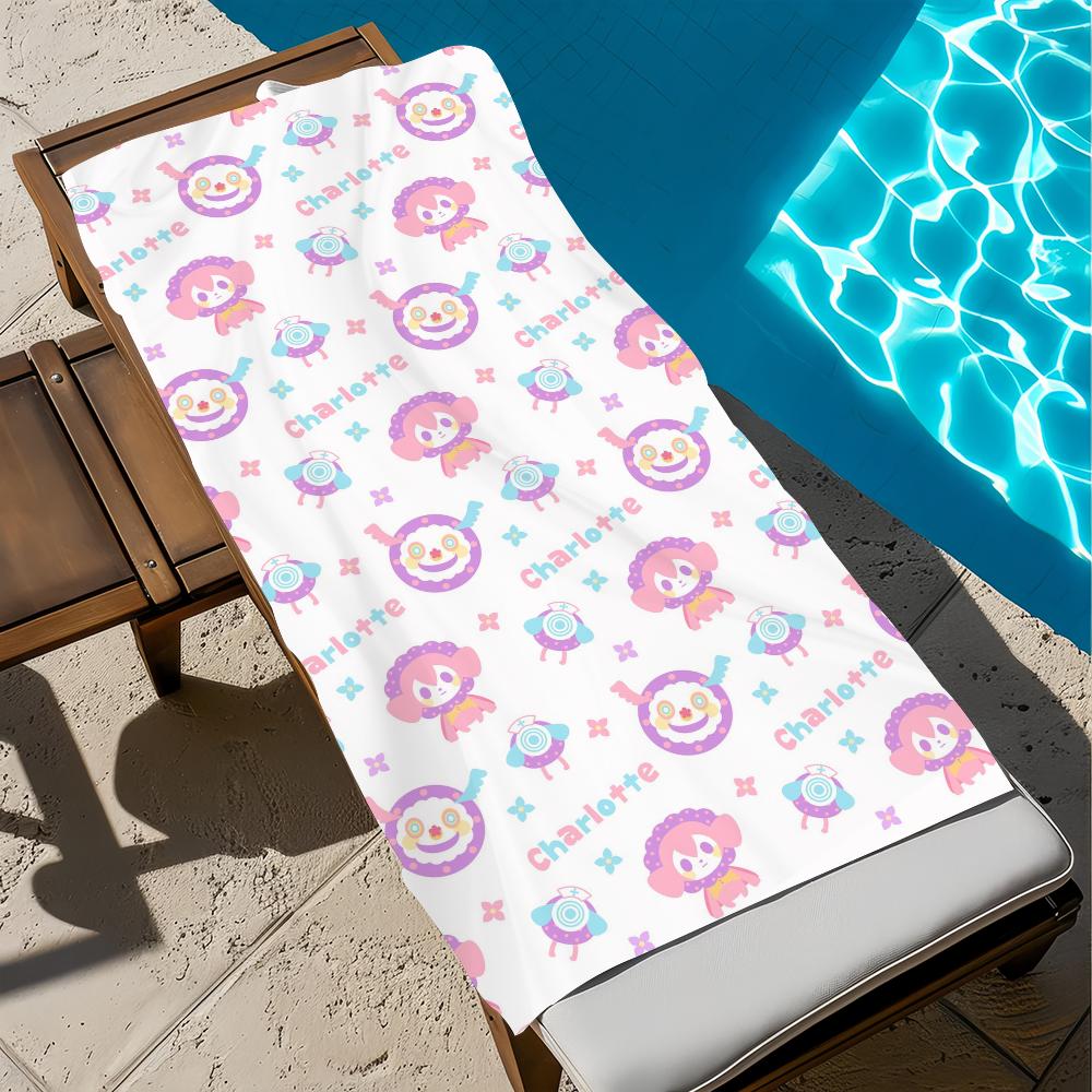 C-charlotte Cute Cartoon Towel Beach Quick Dry Soft Pool Towels Gift for Travel Gym Shower Camping Sports
