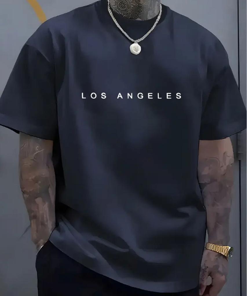 Herr mode trend bokstavstryckt kortärmad T-shirt, sommar bekväm avslappnad topp mångsidig ren bomull kortärmad skjorta