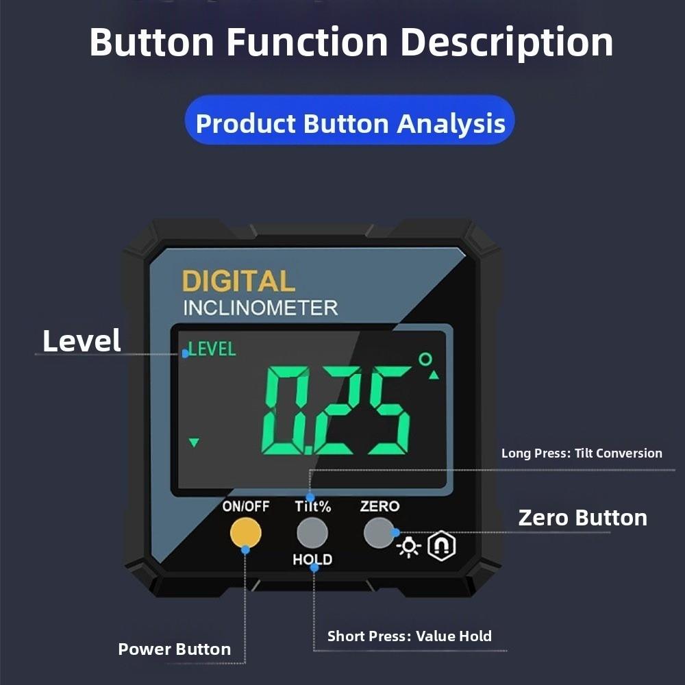 Waterproof Slope Meter Single-sided Magnetic Angle Finder Digital Inclinometer  Level Gauge Tool