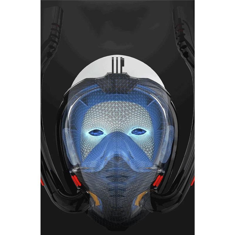 Full Face Snorkeling Mask Double Tube Silicone Full Dry Diving Mask Adult Swimming Mask Diving Goggles