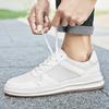 New Men's Breathable Mesh White Sneakers: Thick Sole, Round Toe, Lace-Up, Versatile for Casual and Work Wear