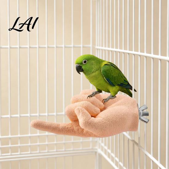 Parrot Training Aid Fake Hand Perch Simulated Human Bird Taming Toy Equipment with Grinding Surface Safe Anti‑Bite Desensitization Stand for Small