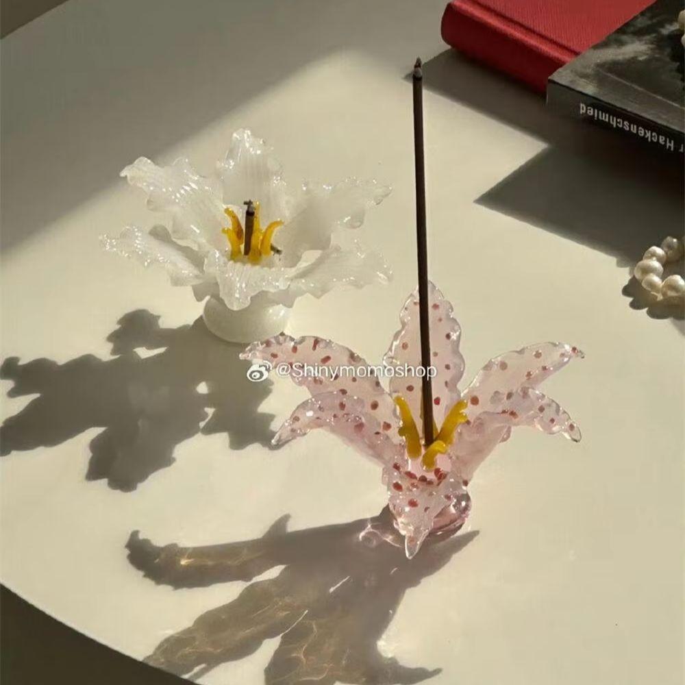 Cute Lily Shape Glass Fragrance Ornament Appearance Girl Pink Flowers Ins Wind Glass Fragrance Ornament