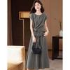 D.F.DEAR Women's Round Neck Tie-Waist T-shirt & A-line Skirt Set