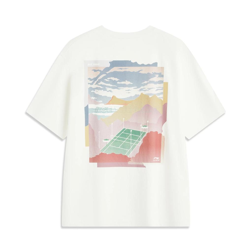 Li-Ning Comfortable Casual Minimalist Letter Print Round Neck Pullover Short Sleeve T-Shirt Men Tops Off-White AHSV233-1