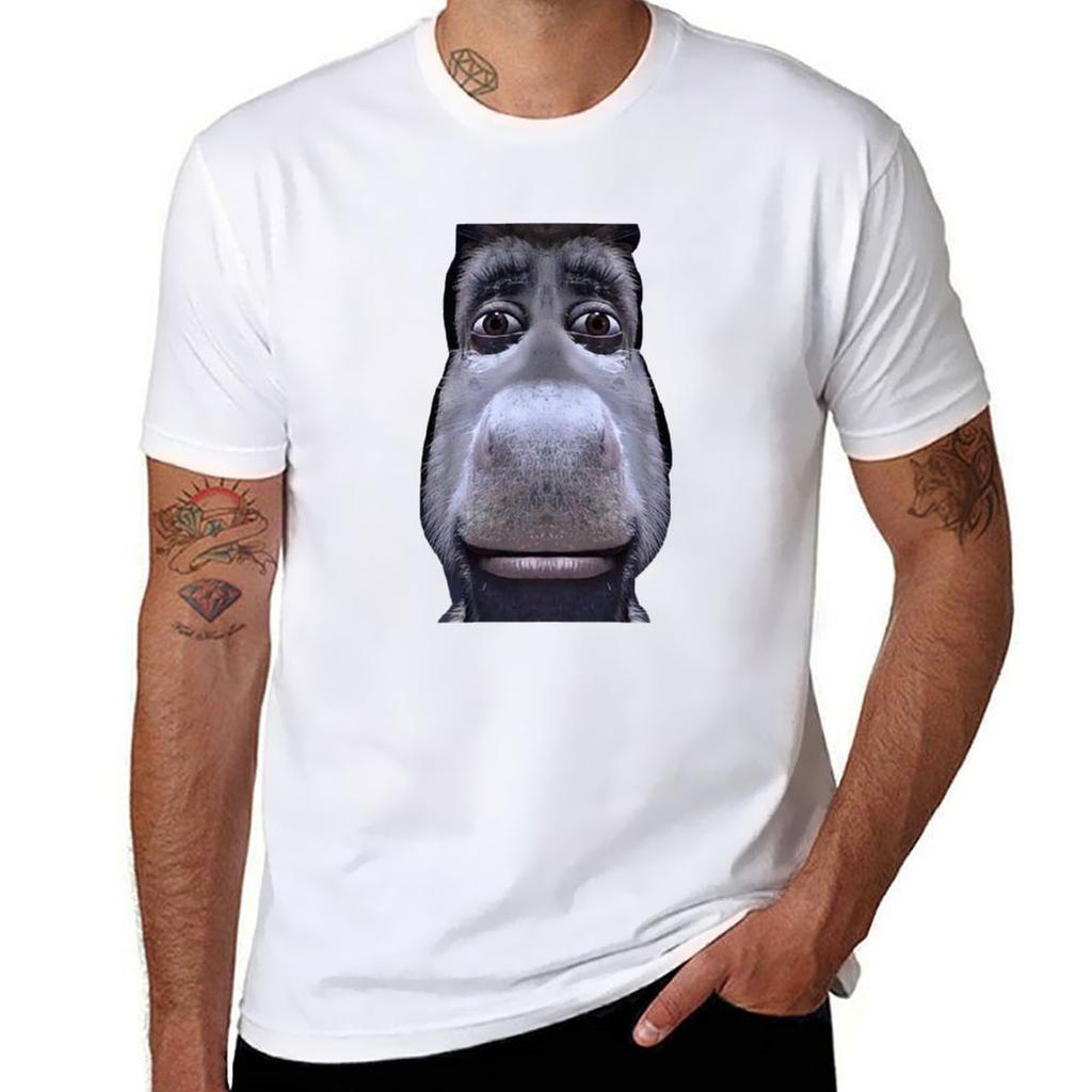 Donkey Casually Looking Down On You MEME T-Shirt Aesthetic Clothing Summer Tops Cute Tops Men's Cotton T-shirt