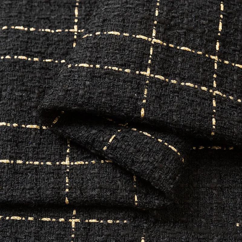 Thicken Tweed Fabric  for Vest Coat  Dress Clothing DIY Sewing Sequins Woolen Cloth Black White Red Blue By Half A Meter Winter