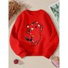 European sizes Kids' Crewneck Sweatshirt - Cute Cat with Pink Blush And Black , Sportswear And Casual Wear, Soft And Comfortable, Children's Clothing