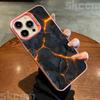 Creative Volcanic Magma Electroplate Silver IMD Case For iPhone 16 15 14 Pro Max Plus 11 12 13 Pro 7 8 Plus X XS XR Hard Cover