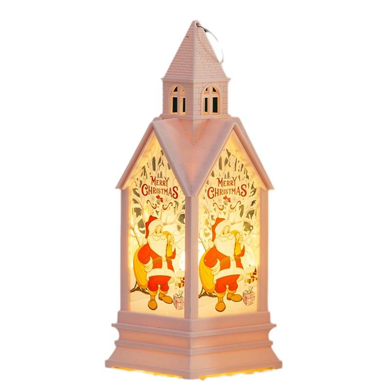Vánoční dekorace Přenosné větrné světlo Hrad Noční světlo Dárky Svítící stolní dekorace Rekvizity