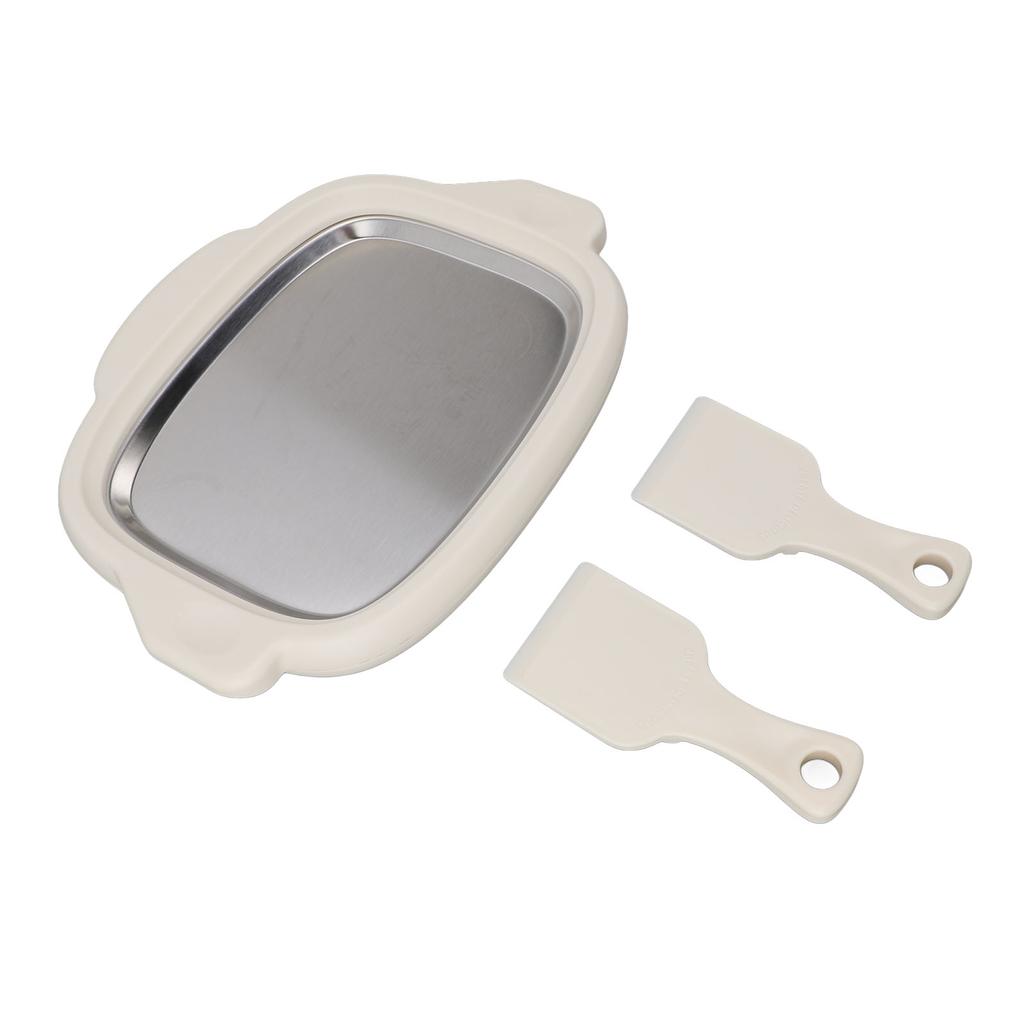 Ice Stir Frying Machine with 2 Shovels 304 Stainless Steel Plate Rolled Ice Cream Maker Fried Yogurt Machine for Home