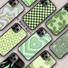 Sage Green Warped Checkered Pattern Magnetic Phone Case For APPLE iPhone 17 Air 16 14 13 12 Pro Max 15 Plus MagSafe Cover