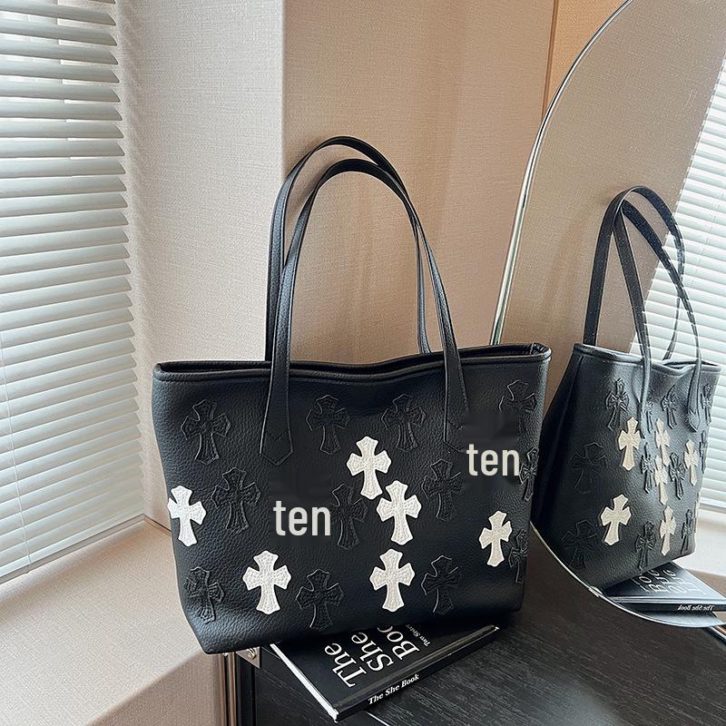Bolsa Tote Cruz Chrome Hearts: Grande Capacidade, Estilo Celebridade da Internet, Bolsa Transversal Luxuosa e de Ombro para o Dia a Dia para Mulheres.