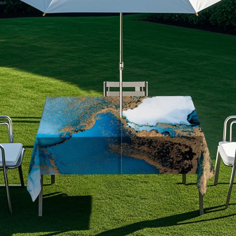 Outdoor Rectangular Table Cover With Starry Sky Sand Flow Waterproof Elastic Edge Patio Garden Dining