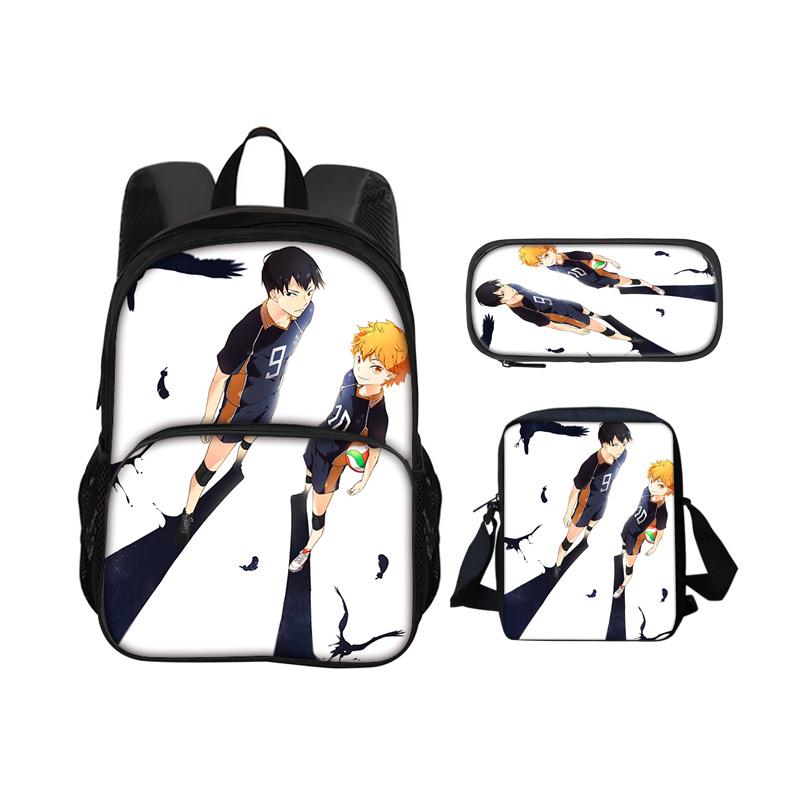 Haikyuu Round Front Carrier, Daily Pack, Pen Bag, Ice Bag, 3Pcs Set Patterned New Style, Best Birthday Gift for School Boys Plus Girls