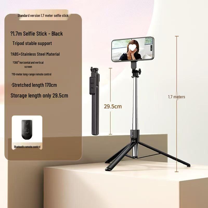 Bluetooth Selfie Stick & Tripod: Extendable Phone Holder for Live Streaming & Photography.