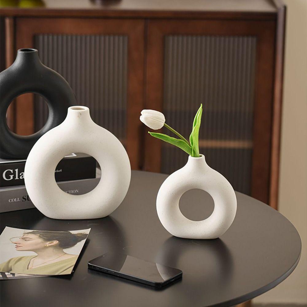1Pcs Imitation Ceramic Plastic Vase Nordic Style Flower Pot Home Decorations Ornaments  Living Room