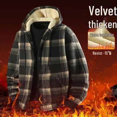 Europese Heren Herfst-Winter Gestreept Geruit Velours Hoodie Vest - Verdikt Mode Casual Sportkleding