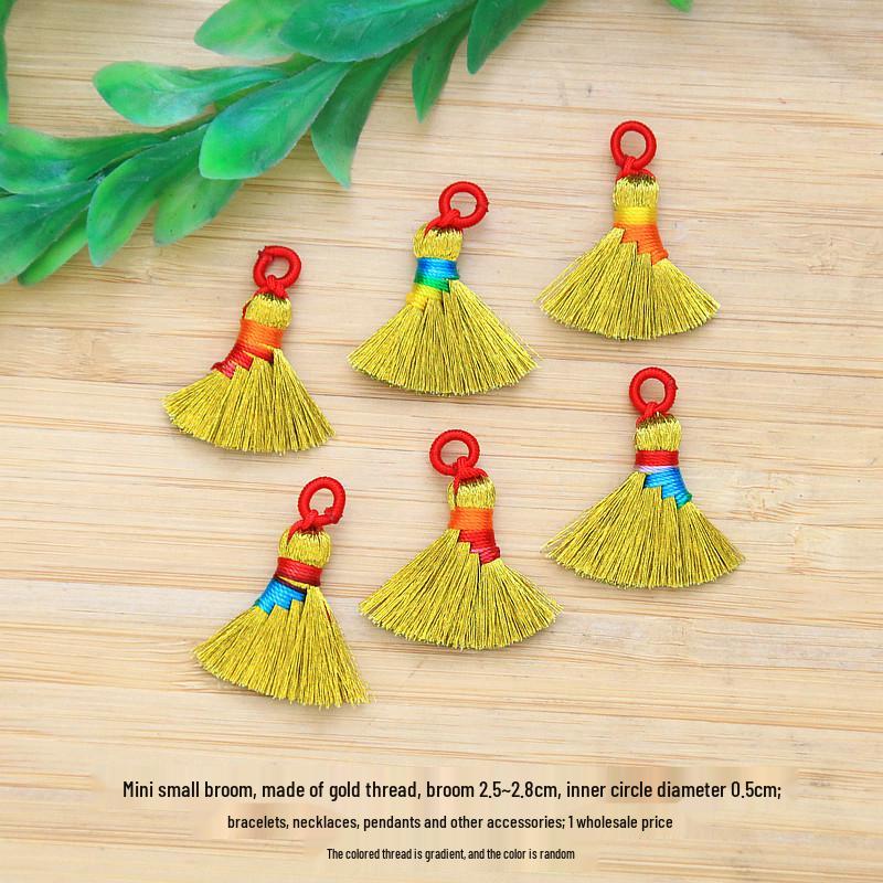 

Dragon Boat Festival Gold Thread Broom Pendant Keychain Bracelet Accessory