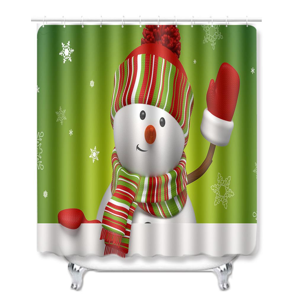 Christmas Bathroom Shower Curtain Four-Piece Combination Floor Mat Bathroom Water Absorbent Non-Slip Door Mat Bedroom Carpet